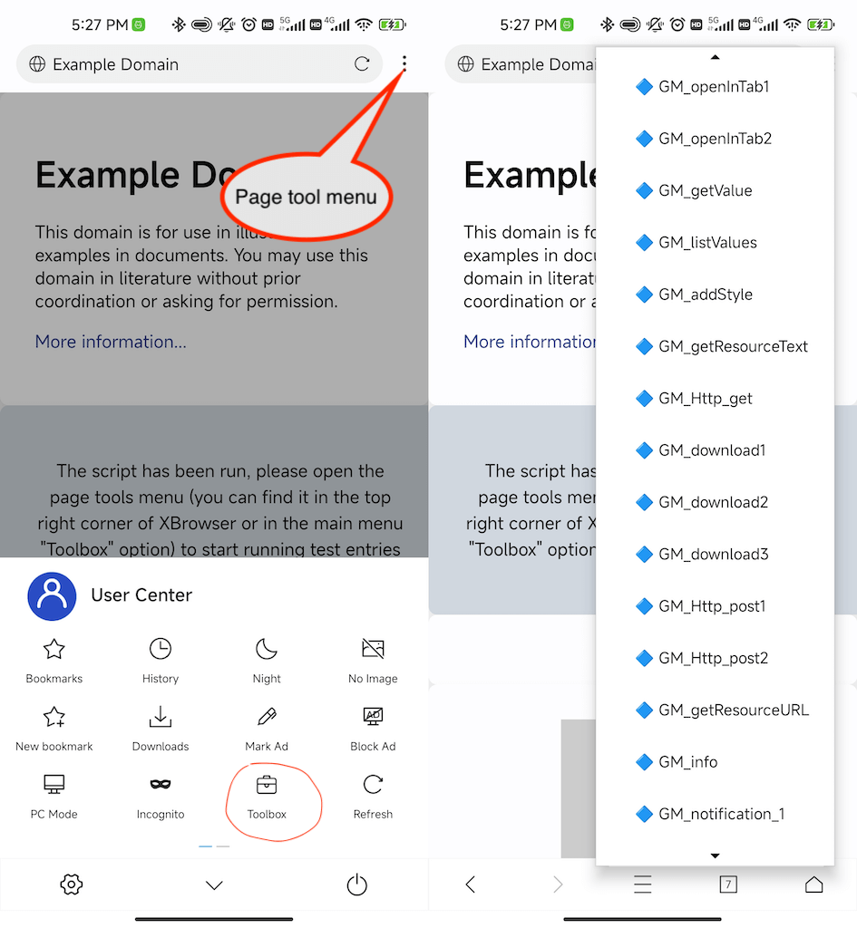 Tampermonkey Script API Example XBrowser